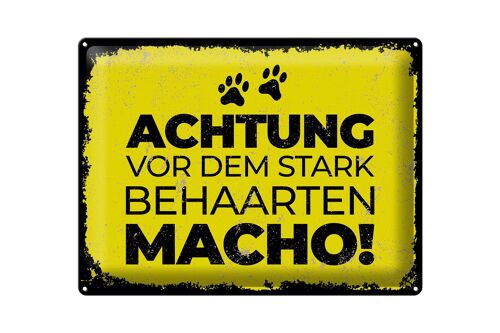 Blechschild Hund Achtung vor stark behaarten MACHO 40x30cm