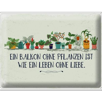 Cartel de chapa que dice balcón sin plantas vida sin 40x30cm