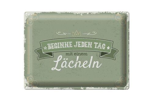 Blechschild Spruch Beginne jeden Tag mit dem Lächeln 40x30cm