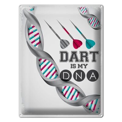Cartel de chapa que dice deporte Dardo es mi ADN 30x40cm regalo