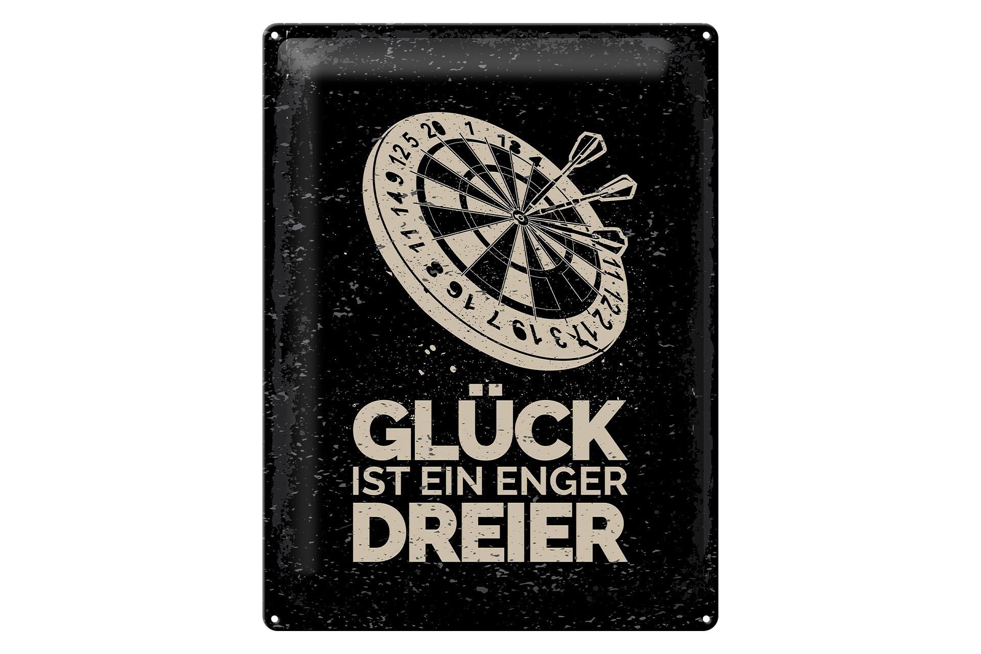 Kaufen Sie Blechschild Spruch Dart Glück ist ein enger Dreier 30x40cm