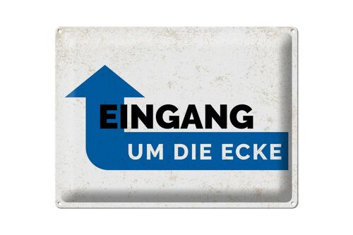 Blechschild Hinweis Eingang um die Ecke 40x30cm Geschenk