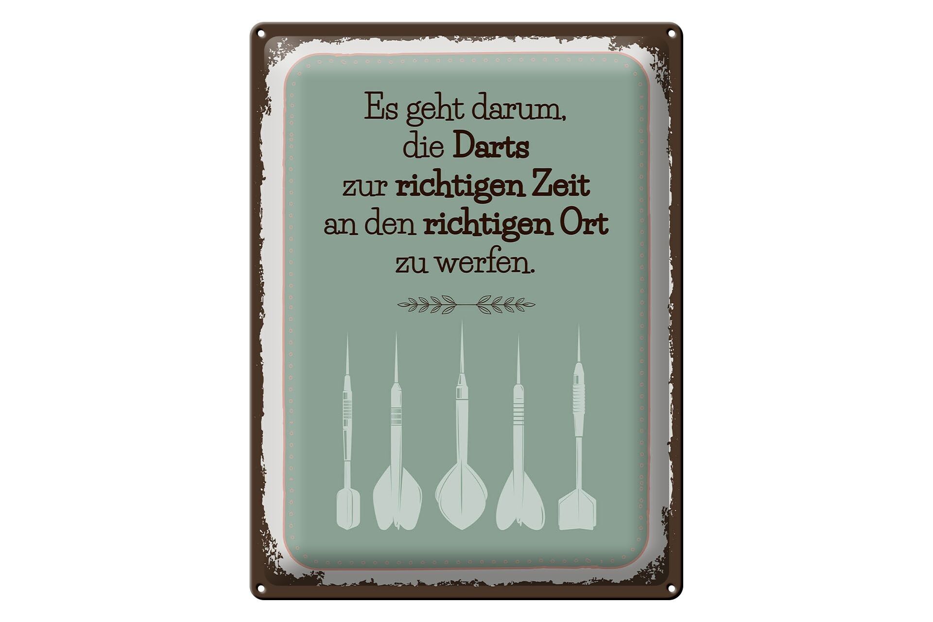 Targa in metallo 30x40 cm Lancia le freccette nel posto giusto al momento giusto