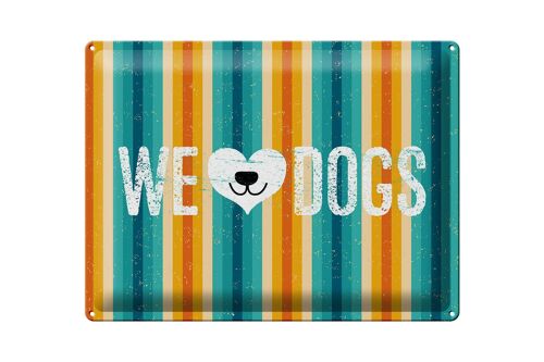 Blechschild Spruch Hund Wel love Dogs 40x30cm Geschenk