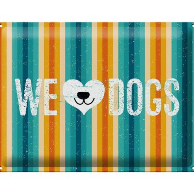 Targa in metallo con scritta "Cane Wel love Dogs" regalo 40x30 cm