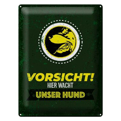 Blechschild Spruch Vorsicht hier wacht unser Hund 30x40cm