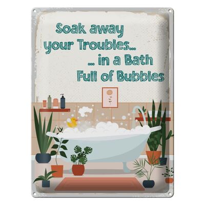 Blechschild Spruch Bad Soak away your Troubles Bath 30x40cm