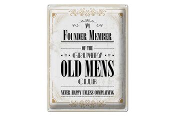 Panneau en étain disant "Men Old Men Club Never Happy" 30 x 40 cm 1