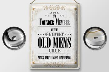 Panneau en étain disant "Men Old Men Club Never Happy" 30 x 40 cm 2