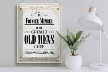 Panneau en étain disant "Men Old Men Club Never Happy" 30 x 40 cm 3