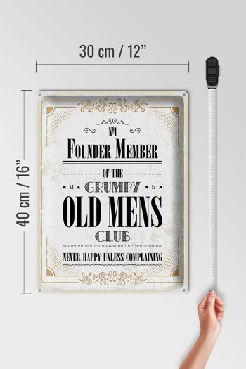 Panneau en étain disant "Men Old Men Club Never Happy" 30 x 40 cm 4