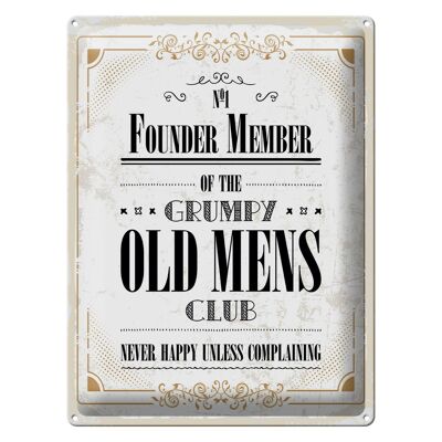 Targa in metallo con scritta "Men Old Mens Club Never Happy" 30x40 cm