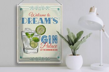 Panneau en étain disant Bienvenue au Dream's Gin Palace 30x40cm 3
