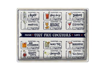 Plaque en tôle Fresh Cocktails Mojito Maragrita 40x30cm 1