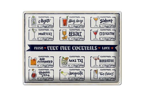 Blechschild Fresh Cocktails Mojito Maragrita 40x30cm