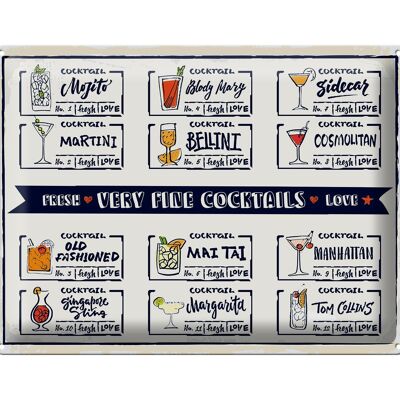 Blechschild Fresh Cocktails Mojito Maragrita 40x30cm