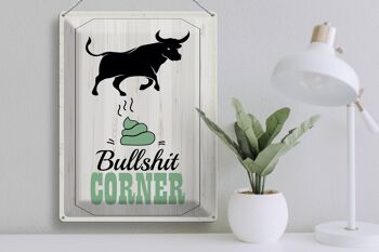 Plaque en tôle disant Bullshit Corner Bull 30x40cm décoration murale 3