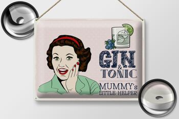 Panneau en étain disant drôle Gin Tonic Mummy's Helper 40x30cm 2