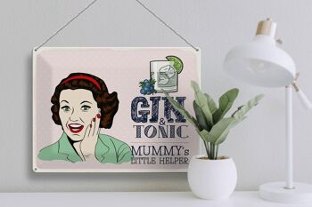 Panneau en étain disant drôle Gin Tonic Mummy's Helper 40x30cm 3