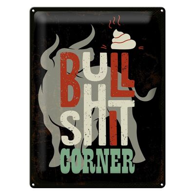 Targa in metallo con scritta Bullshit Corner Bull 30x40 cm regalo