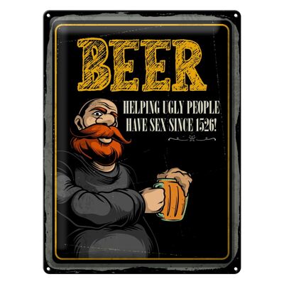 Blechschild Spruch Beer Helping ugly people have Sex 30x40cm