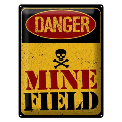 Blechschild Achtung Danger Mine Field Minenfeld 30x40cm