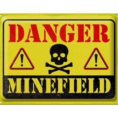 Blechschild Achtung Danger Mine Field Minenfeld 40x30cm
