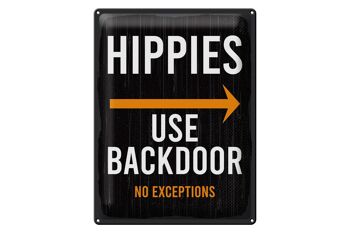 Panneau en étain pour avis d'entrée, hippies utilisent une porte dérobée, 30x40cm 1
