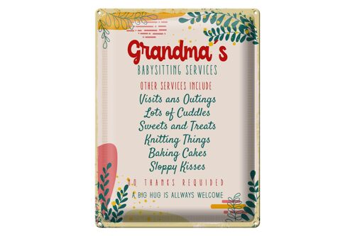 Blechschild Spruch Grandma´s Babysitting services 30x40cm