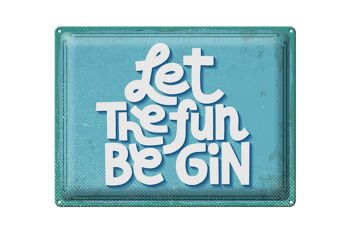 Plaque en étain disant "Que le plaisir soit Gin" 40x30cm 1