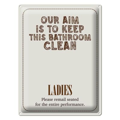 Metal sign saying Keep this bathroom clean 30x40cm