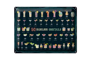 Plaque en tôle 50 Fabulous Cocktails Drinks 40x30cm 1