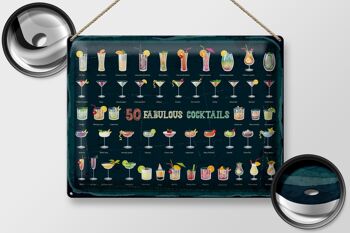 Plaque en tôle 50 Fabulous Cocktails Drinks 40x30cm 2