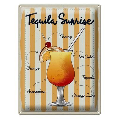 Cartel de chapa Tequila Sunrise Cereza Naranja 30x40cm