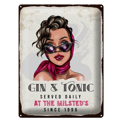 Tin sign saying Gin & Tonic Served Daily Milsted´s 30x40cm