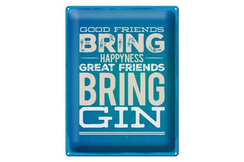 Blechschild Spruch Good Friends bring Happyness Gin 30x40cm