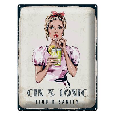 Tin sign Gin & Tonic Liquid Sanity 30x40cm