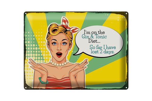 Blechschild Spruch I´m on the Gin & Tonic Diet 40x30cm