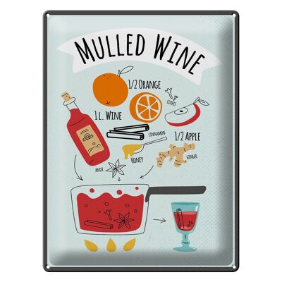 Blechschild Rezept Mulled Wine Orange Wine Anise 30x40cm