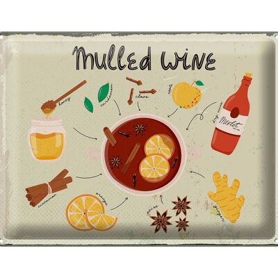 Tin sign recipe Mulled Wine Anise Honey Apple 40x30cm