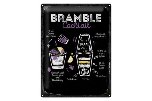 Blechschild Rezept Bramble Cocktail Recipe 30x40cm Geschenk