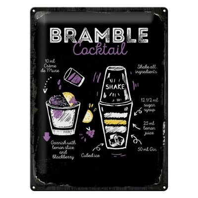 Blechschild Rezept Bramble Cocktail Recipe 30x40cm Geschenk