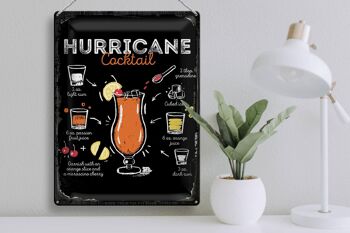 Recette de signe en étain, recette de Cocktail ouragan, 30x40cm, cadeau 3