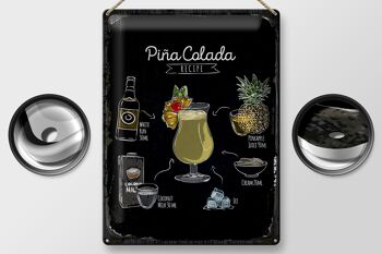 Signe en étain recette Pina Colada recette de cocktail 30x40cm cadeau 2