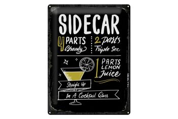 Recette de signe en étain, recette de Cocktail side-car, 30x40cm, cadeau 1