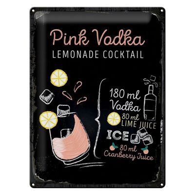 Cartel de chapa Receta Receta de cóctel de vodka rosa 30x40cm Regalo