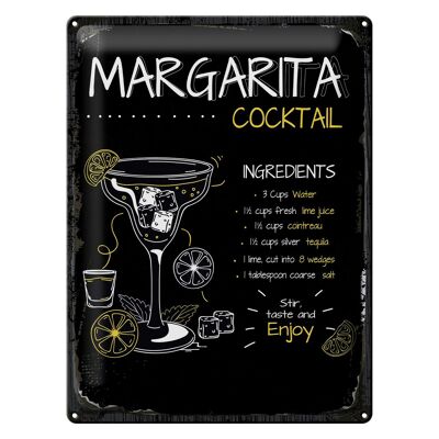 Targa in metallo Ricetta Ricetta Cocktail Margarita 30x40 cm Regalo