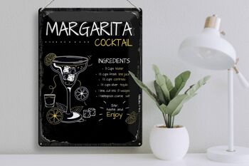 Recette de signe en étain, recette de Cocktail Margarita, 30x40cm, cadeau 3