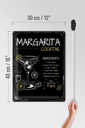 Recette de signe en étain, recette de Cocktail Margarita, 30x40cm, cadeau 4