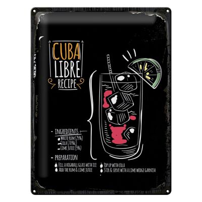 Tin sign recipe Cuba Libre Cocktail Recipe 30x40cm